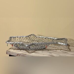 Large Vintage Aluminum Metal Glass Fish Platter Tray Bowl Basket India